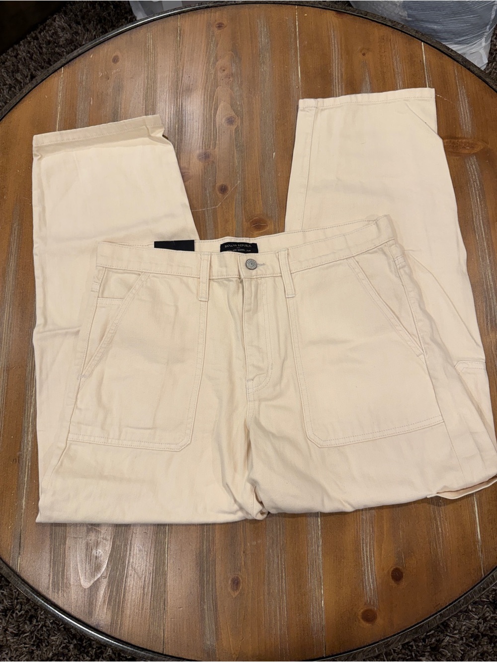 Banana Republic High-Rise Barrel Jeans Women's Size 30/10 in Light Ecru NWOT